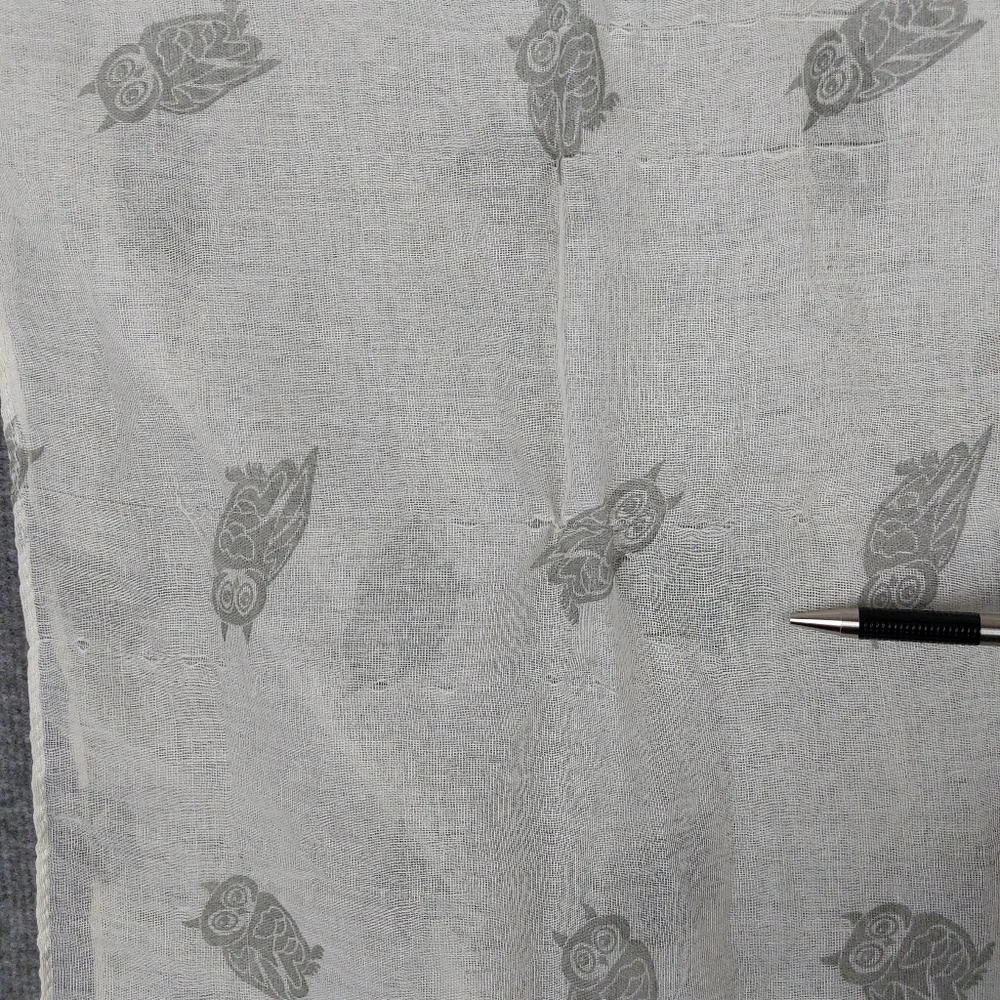 MANHATTAN SCARF COMPANY WOMENS WHITE GRAY SHEER INFINITY OWL PRINT SCARF 29×69